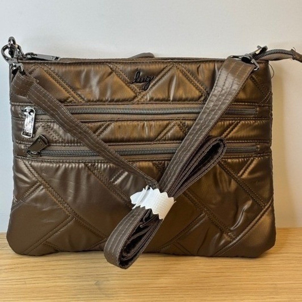 Lug Dazzle SE Metallic Bronze Quilted Crossbody Travel Organizer Camo Lining NEW